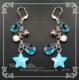 水蓝华丽坠珠星星耳环耳夹耳钉耳钩