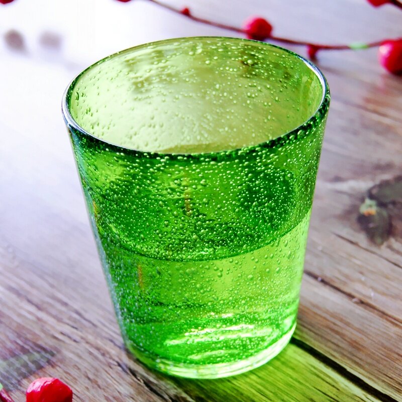 彩色玻璃杯 杯子 创意水杯 可乐杯 玻璃杯 创意 酒吧气泡杯400ml