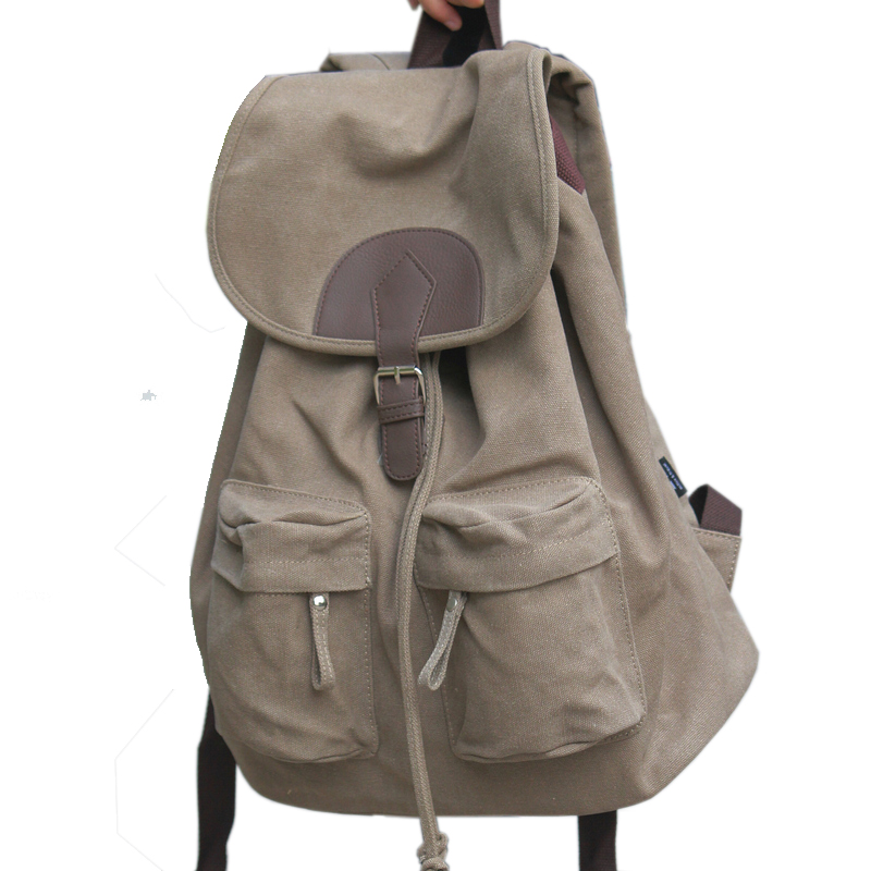 蓝格帆布书包韩版...