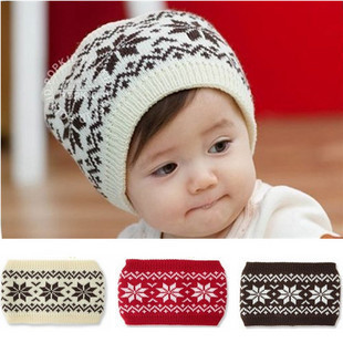  Doododile正品宝宝针织雪花发带韩版 婴儿纯棉发套儿童毛线头套冬