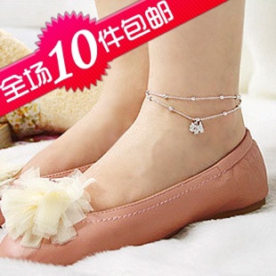  1045 满钻小狗水晶铃铛多层脚链女韩版 时尚红绳欧美复古新款