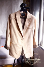 ROCCA新 z*ra灵感简洁boyfriend修身西装 <span class=H>裸色</span>/黑色西服西装外套