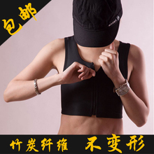 夏季TT短款les束胸衣tt束胸 塑胸专利竹炭纤维超薄网布拉链束胸
