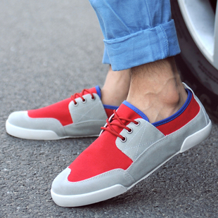  夏季时尚潮流男式滑板鞋个性拼色透气休闲男鞋韩版潮鞋子系带单鞋