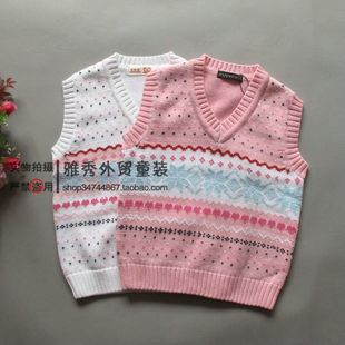  品牌童装 女童全棉针织背心 棉线马甲 针织坎肩 儿童马甲