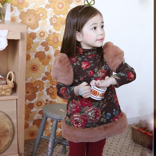  FFsmile韩版新款冬季毛呢裙 女童加绒短裙圣诞保暖儿童连衣裙