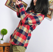 小陌良品 春装2012新款女装女士衬衣格子衬衫长袖英伦格子衫寸衫