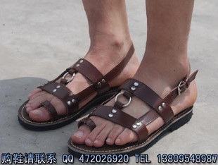  13年夏季流行英伦男士凉鞋 韩版圆环搭扣套趾休闲潮流男鞋 棕色