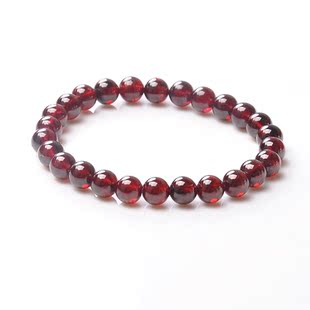  福晶阁 包邮石榴石手链天然正品酒红色女人石 养颜防辐射6-8mm