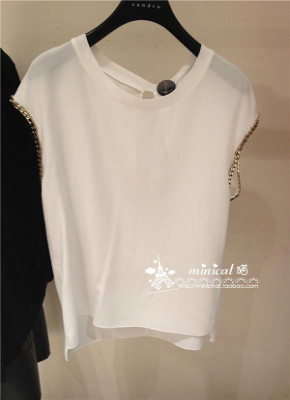 法国代购sandro 2014春夏 白色金链袖口 百搭上