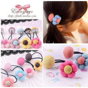  精美花朵包扣发饰 橡皮筋 韩国幼儿童宝宝头饰女童发绳头绳套装X1
