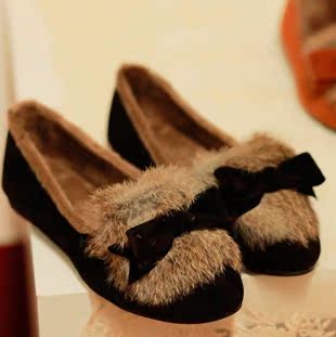 兔毛鞋！韩版新款平底鞋...