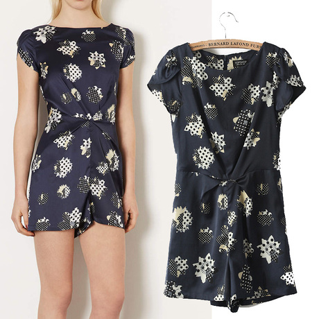 2014夏季新款TOPSHOP波点花朵短袖<em>短裤连</em>