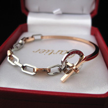 T hebilla de oro rosa pulsera de titanio pulsera símbolo de amor pareja pulsera