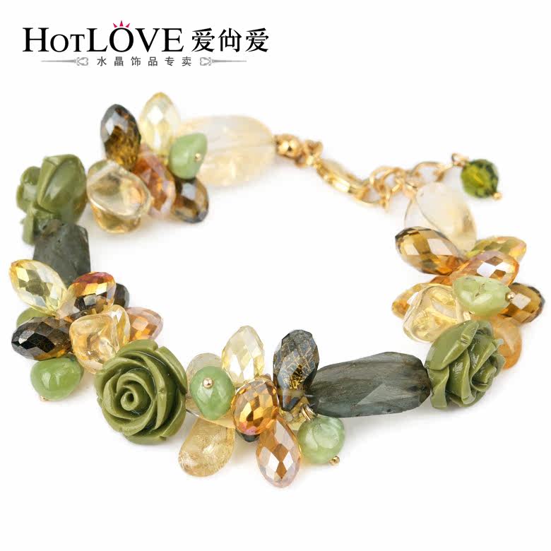 爱尚爱正品 情人节礼物珊瑚花朵水晶手链手工复古手饰女韩国配饰