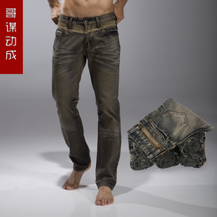  复古男士牛仔裤 男韩版修身直筒lEe牛仔裤 男正品加大加肥特大码
