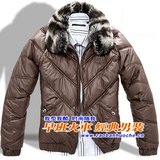 【09冬装新品】时尚可脱卸真毛毛领男士棉衣/外套 qt1131-8223棕