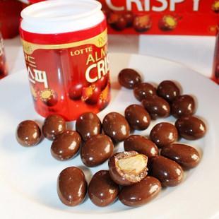  韩国乐天 桶装 杏仁巧克力豆102g(128) 进口零食 红色桶装