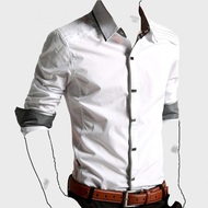 3502新款高品质男士衬衫 穿西装打领带灰粉白