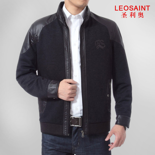  圣利奥 男装 新品 中老年男冬装 夹克男秋装 中年外套 加厚款
