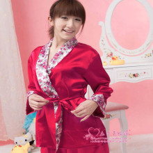 华丽真丝夏 夏季宫廷女式和服睡衣套装家居服 高贵紫罗兰公主
