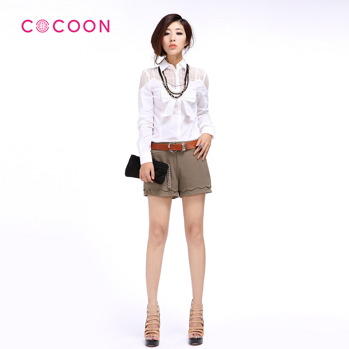 COCOON可可尼2012新品秋军绿<span class=H>短裤</span>女款211108005原价648