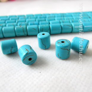  绿松石 藏式桶珠 圆柱形状 8&times;9mm散珠单颗 DIY饰品 佛珠配件