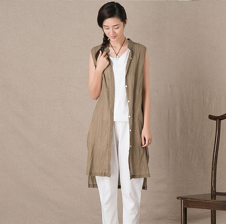 倾宿2014原创女装宽松大码无袖开衫外套初棉