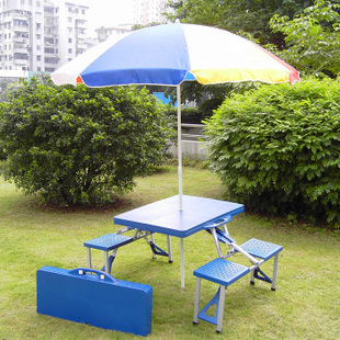 【蓝色桌子+太阳伞】ABS折叠桌椅手提箱式折叠台咨询桌野餐桌|ruв категории открытый/альпинизм/в поход/Поездки товаров, открытый для мебели, открытый столы и стулья костюм - от Buy2taobao.com для оказания профессиональной услуги покупки агента Taobao