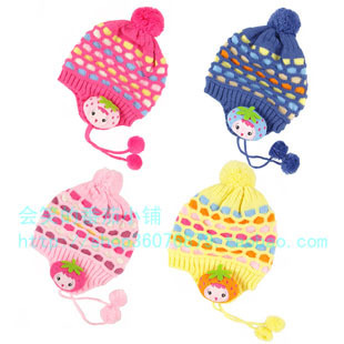 2012秋冬款婴幼儿帽子加厚小孩套头毛线帽 儿