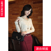 2012新款春装蕾丝上衣优质打底衫长袖圆低领女显瘦秋冬打底蕾丝衫