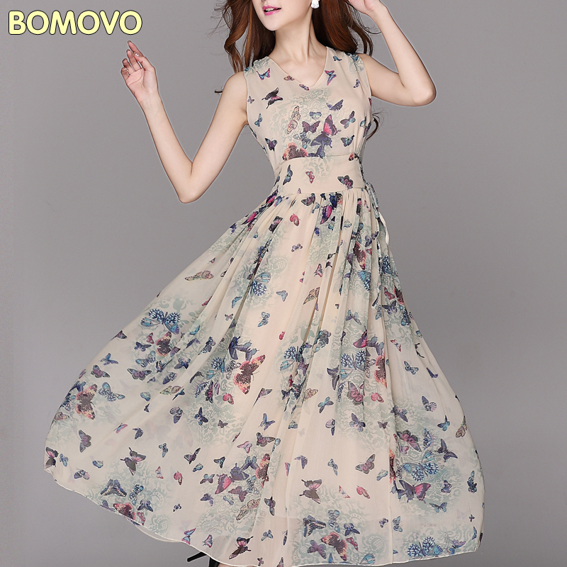 BOMOVO欧美高端大牌女装2014夏季新款雪纺长裙女连衣裙夏气质夏装