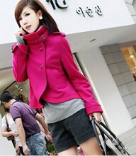 韩版衣服2011秋装女装立领燕尾羊毛呢短外套新款正品香影风格