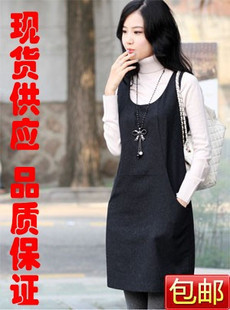 包邮2010新款女装秋冬连衣裙毛呢连衣裙秋冬毛呢裙无袖背心裙#F9