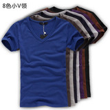 2011夏装热卖男装新款 男式V领韩版休闲修身短袖T恤衫 打底衫