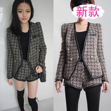 2012春装新款 名媛香奈儿风格 <span class=H>毛呢</span>外套 粗花呢 短 外套 套装