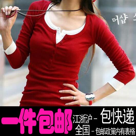 2012春装新款女装<span class=H>Etam</span>/艾格es同款 韩版女装 OL修身长款打底衫T恤