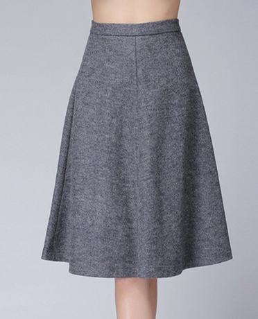初春新款 过膝A字裙 4片裙 黑色 中灰色·