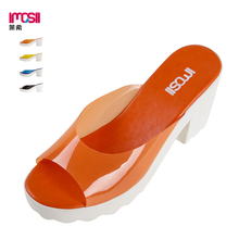 Mo Xi crystal candy colored bottom fish head female ultralight gear shock absorber wear sandals and slippers