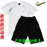 2010 夏季新款耐克/NIKE男款休闲纯棉圆领短袖运动服套头款套装