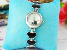 Moda reloj pulsera para mujer [59693] Tabla 2.011 nuevas Sra. Corazón Negro pulsera correa