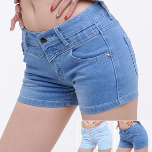 女牛仔<em>短裤弹力</em>浅蓝韩版中腰欧美潮热裤女装包