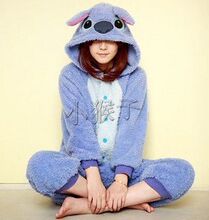 原单迪斯尼Disney正品 史迪奇 珊瑚绒连体睡衣 鬼鬼最爱 蓝粉现货
