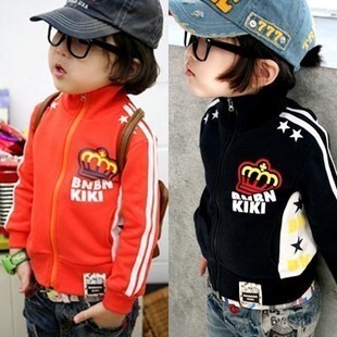 秋冬新款韩版儿童卫衣男女童抓绒外套上衣 皇冠卫衣
