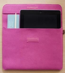  原品生活 彩色皮革系列包袋 ipad2包 zakka杂货平板电脑包 玫红