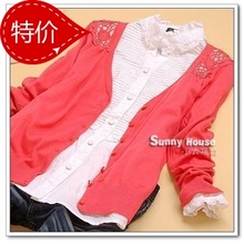 2012新款春装毛衣 女装韩版后背钩花镂空开衫针织衫外套<span class=H>打底</span>衫