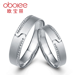  欧宝丽钻石 真情相系铂金情侣对戒pt950戒指结婚对戒定制