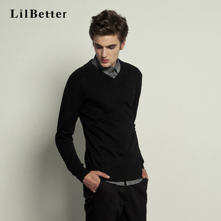  lilbetter男毛衣款V领线衫 男士韩版修身纯棉 时尚休闲针织衫
