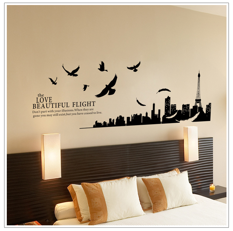 Removable Wall Stickers Urban Silhouette Office a living room bedroom Bedside stickers dormitory Bedroom decor wallpaper Stickersin the Home accessories , Stickers , Wall Stickers category - from Buy2taobao.com to provide professional Taobao agent buy service