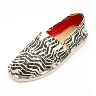  jm快乐玛丽春夏新款 不规则斑马纹 低帮帆布鞋男鞋5016Y